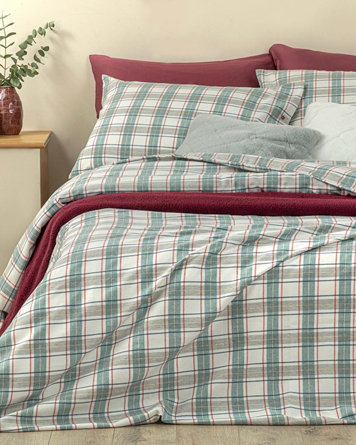 Cozy Plaid Winter Soft King Size Nevresim Takımı Yeşil