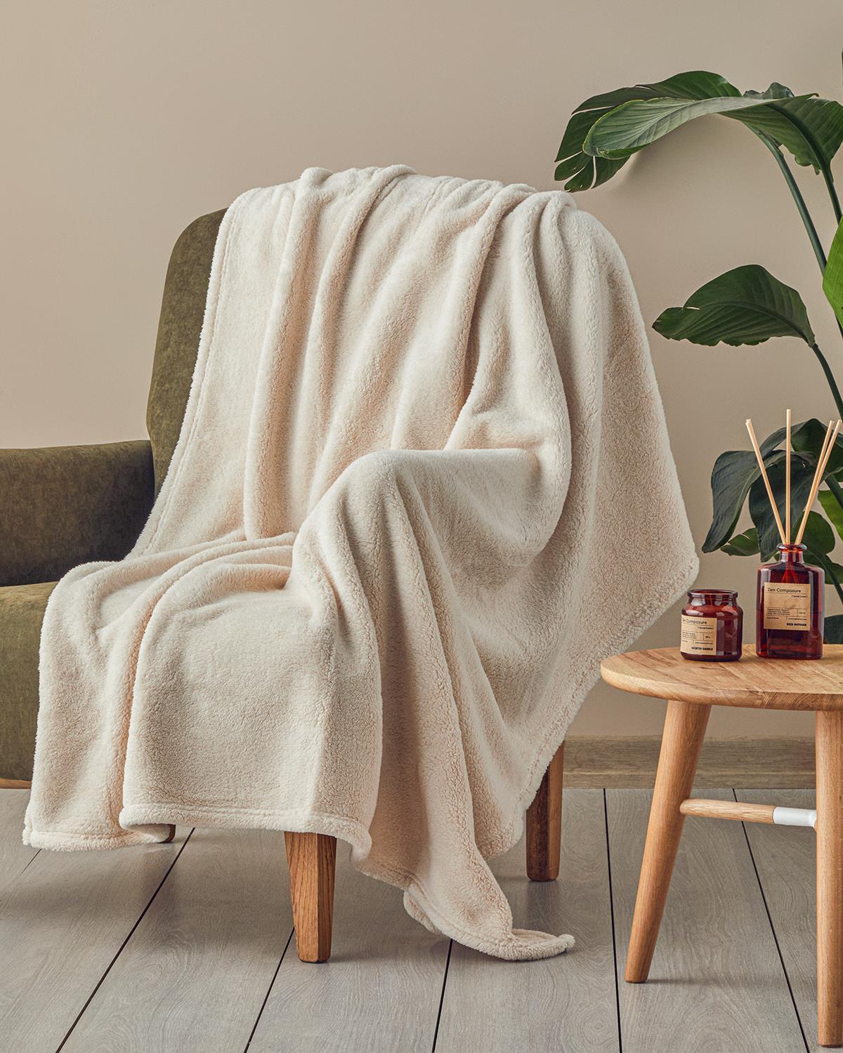Cozy Wellsoft Tv Battaniyesi Krem