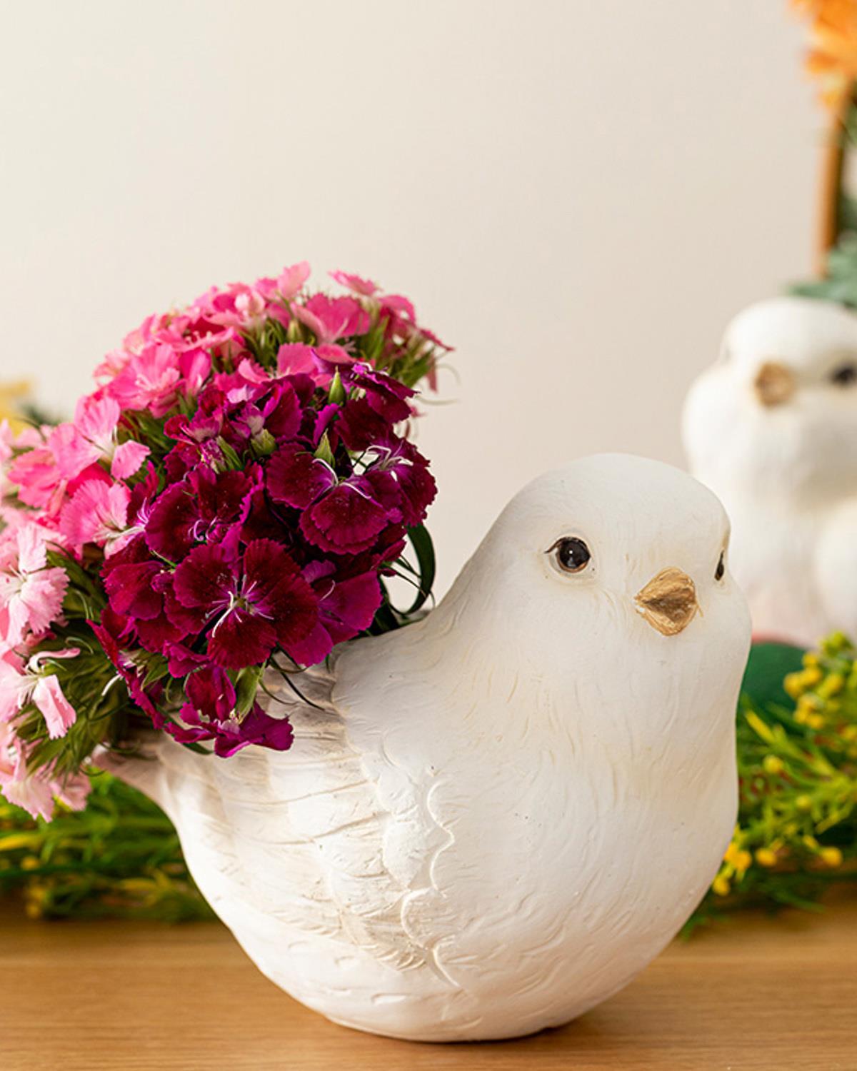 Cute Birds Saksı Beyaz