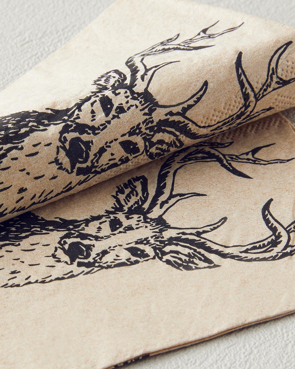 Cute Deer Kağıt 12'li Kağıt Peçete 33x40 Cm Siyah