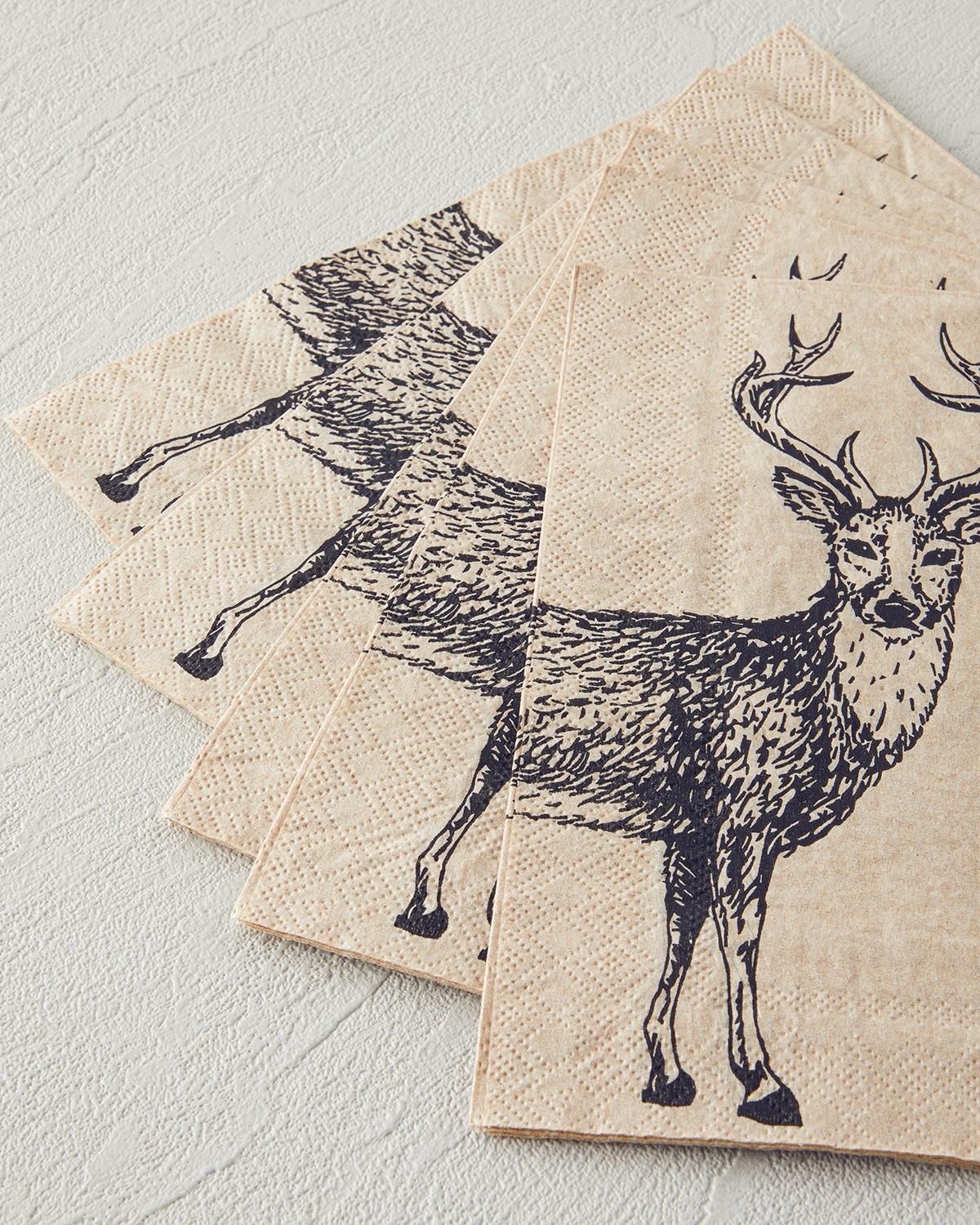 Cute Deer Kağıt 12'li Kağıt Peçete 33x40 Cm Siyah