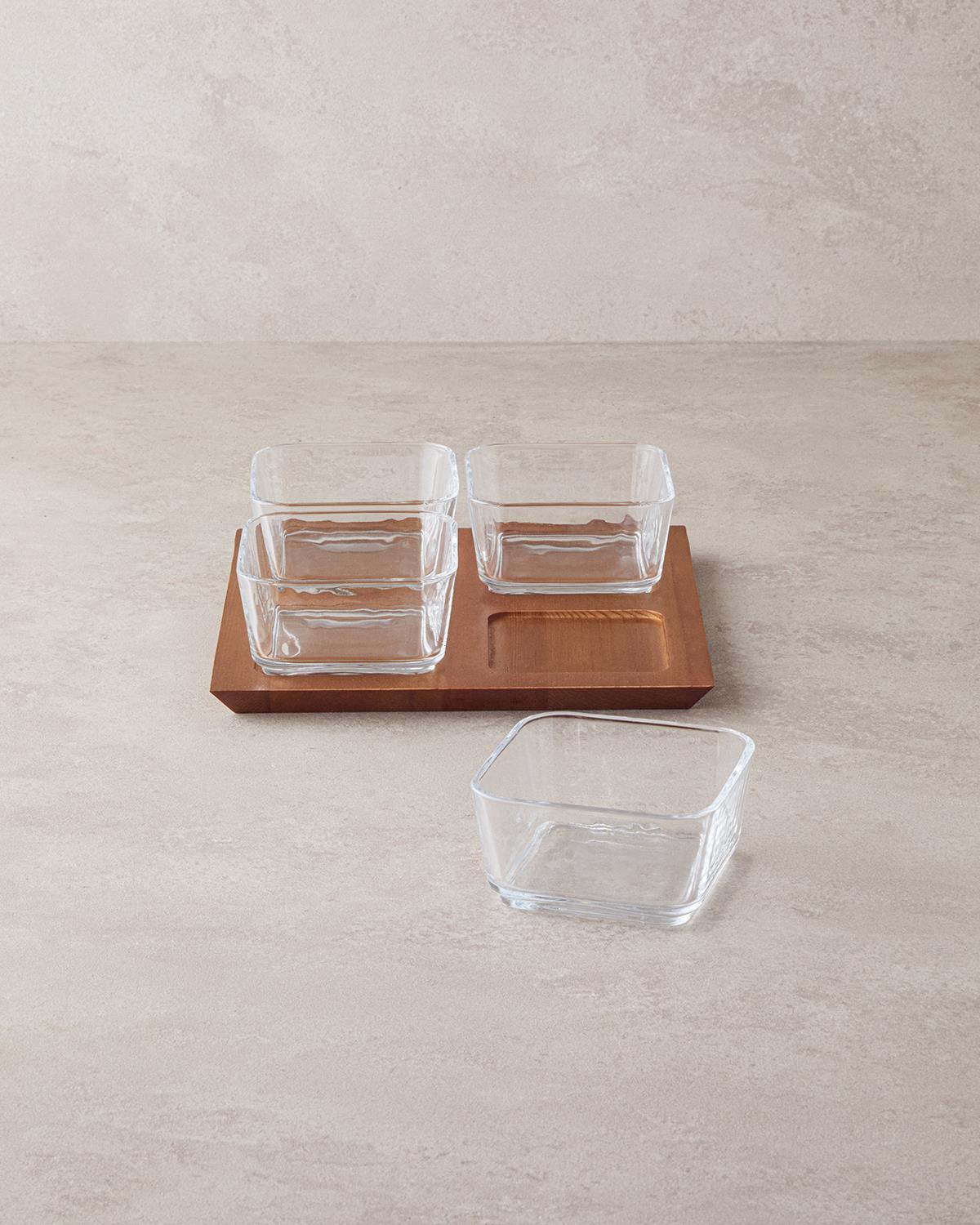 Dainty Ahşap-Cam 5 Parça Sunumluk 10x5 cm Şeffaf