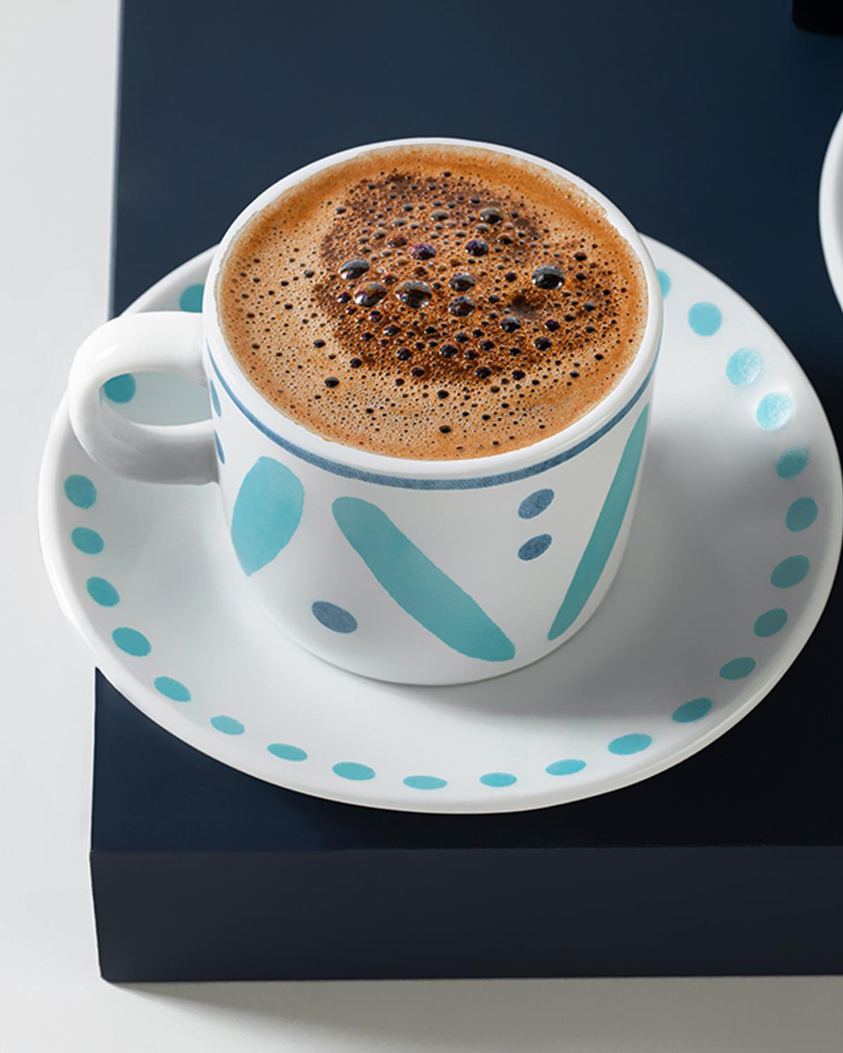Dainty Stripes Porselen 2'li Kahve Fincanı Takımı Mavi