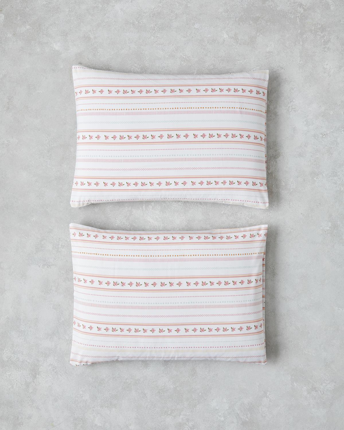 Daisy Stripes Kolay Ütülenir 2'li Yastık Kılıfı 50x70 cm Pembe