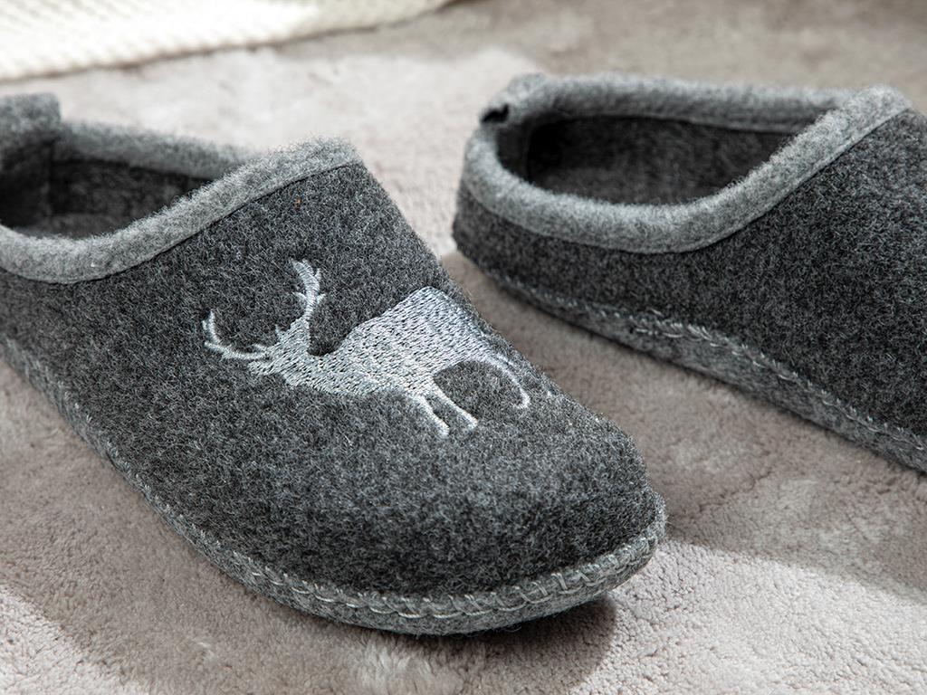Deer Keçe Kadın Ev Terliği Gri