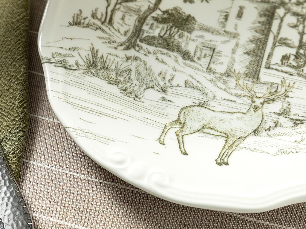 Deer Porselen Pasta Tabağı Yeşil