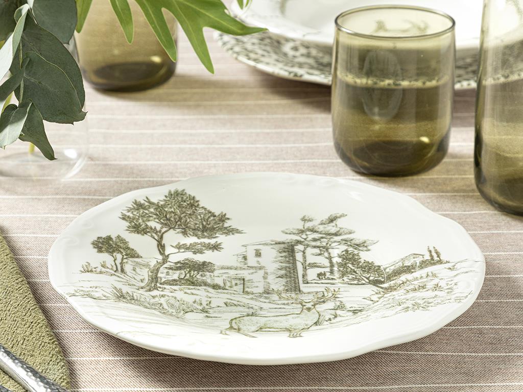 Deer Porselen Pasta Tabağı Yeşil