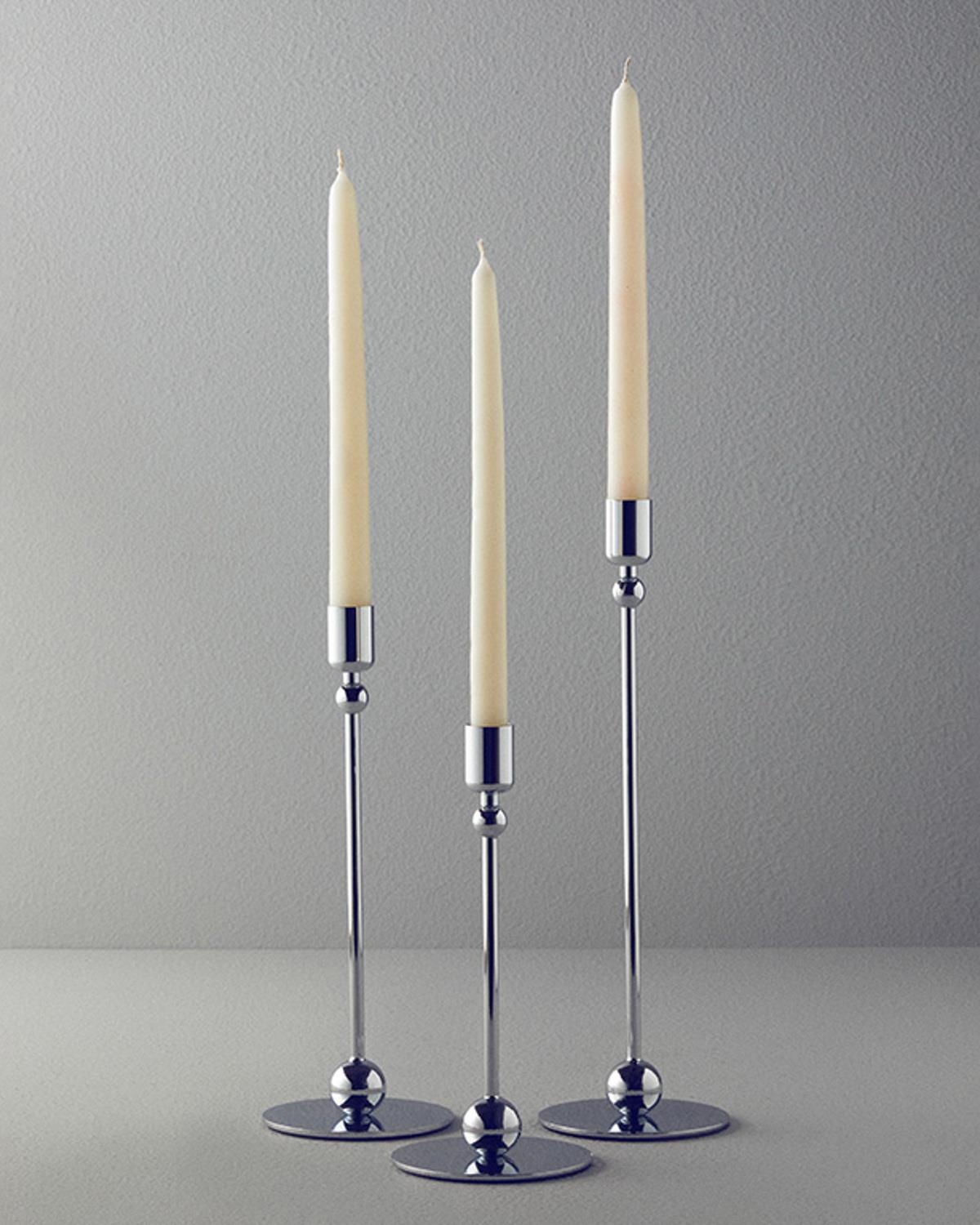 Deluxe Metal 3'lü Şamdan 10x32,5+10x27,5+10x22,5 cm Silver