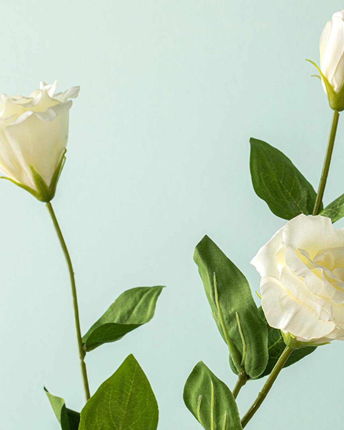 Deluxe Roses Tek Dal Yapay Çiçek Beyaz