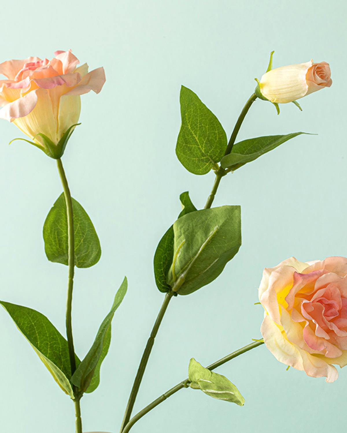 Deluxe Roses Tek Dal Yapay Çiçek Şampanya