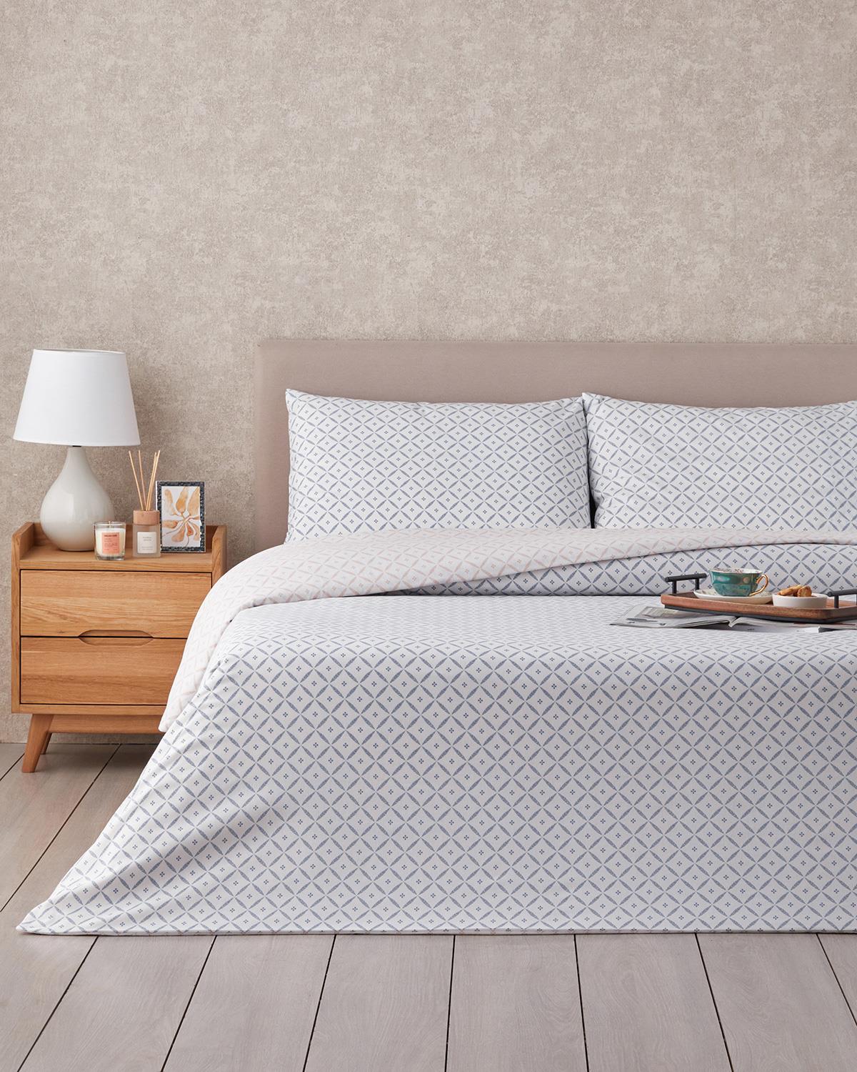 Diamond Bloom Kolay Ütülenir Çift Kişilik Nevresim Takımı 200x220 cm Mavi - Pembe