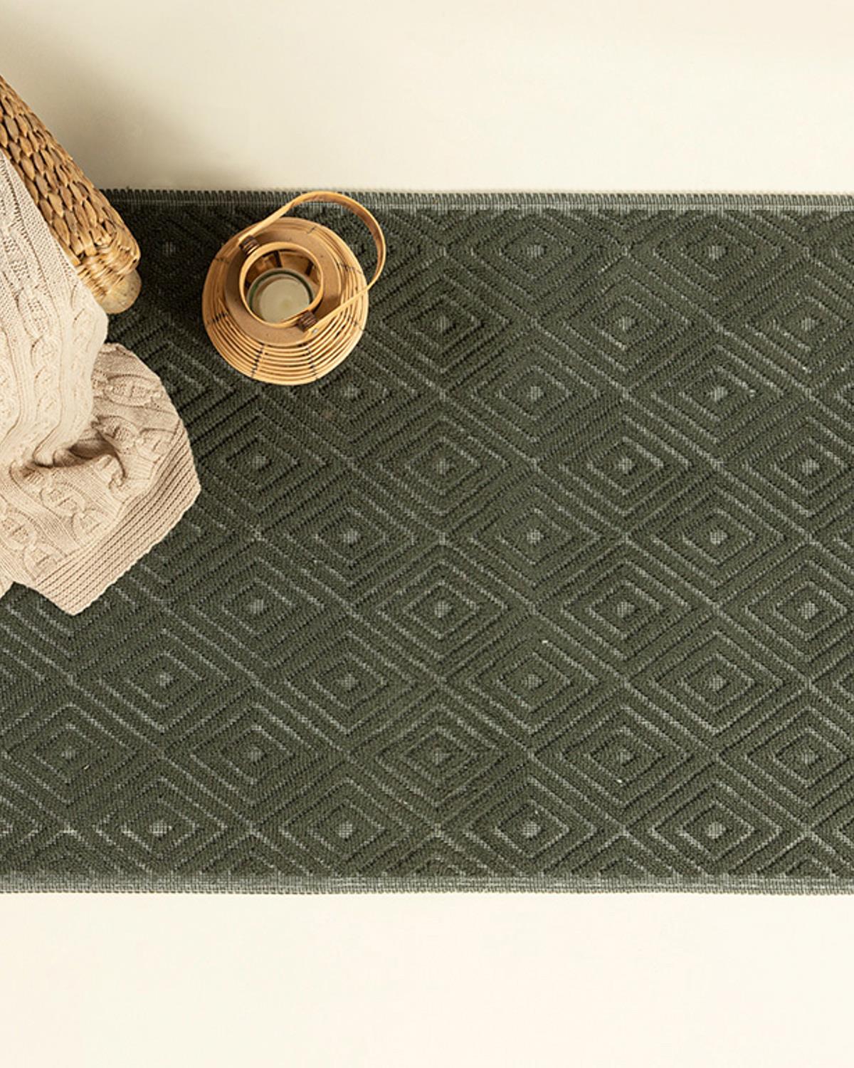 Diamonds Pamuklu Kilim 120x180 cm Haki