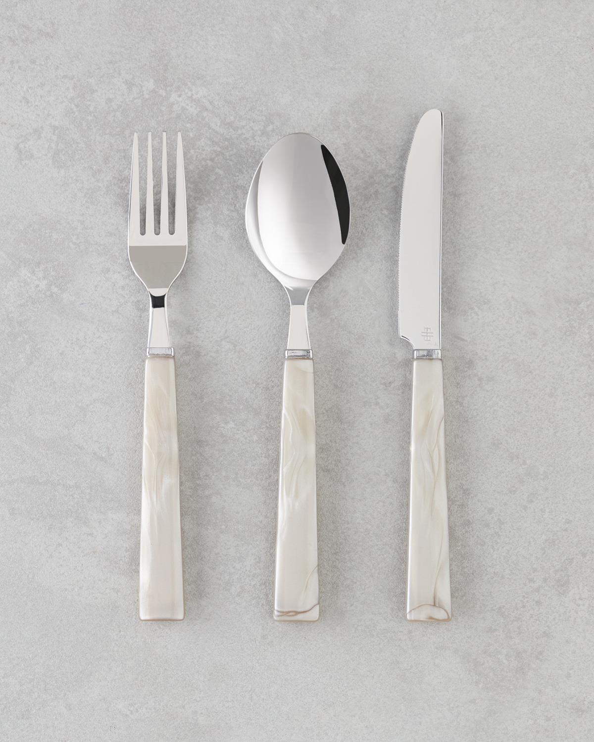 Diego 18/10 Paslanmaz Çelik Çatal Kaşık Bıçak Tk. 18 Parça 6 Kişilik Bej