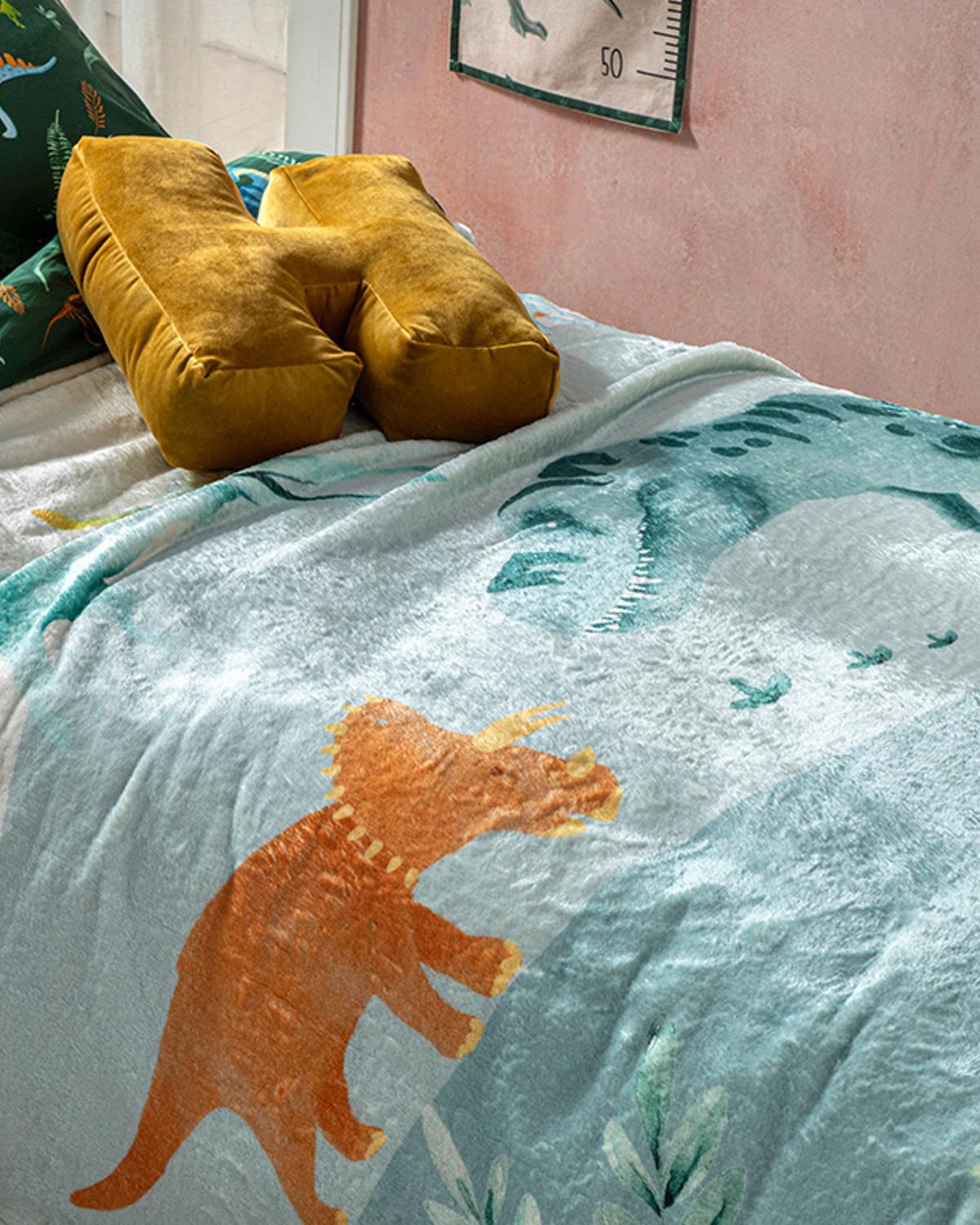 Dinosaurs Wellsoft Çocuk Battaniye Yeşil