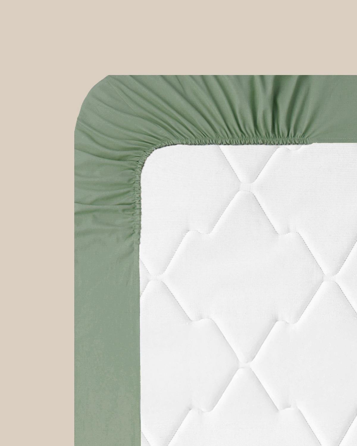 Düz Pamuklu Çift Kişilik Lastikli Çarşaf 160x200 cm Çağla Yeşili