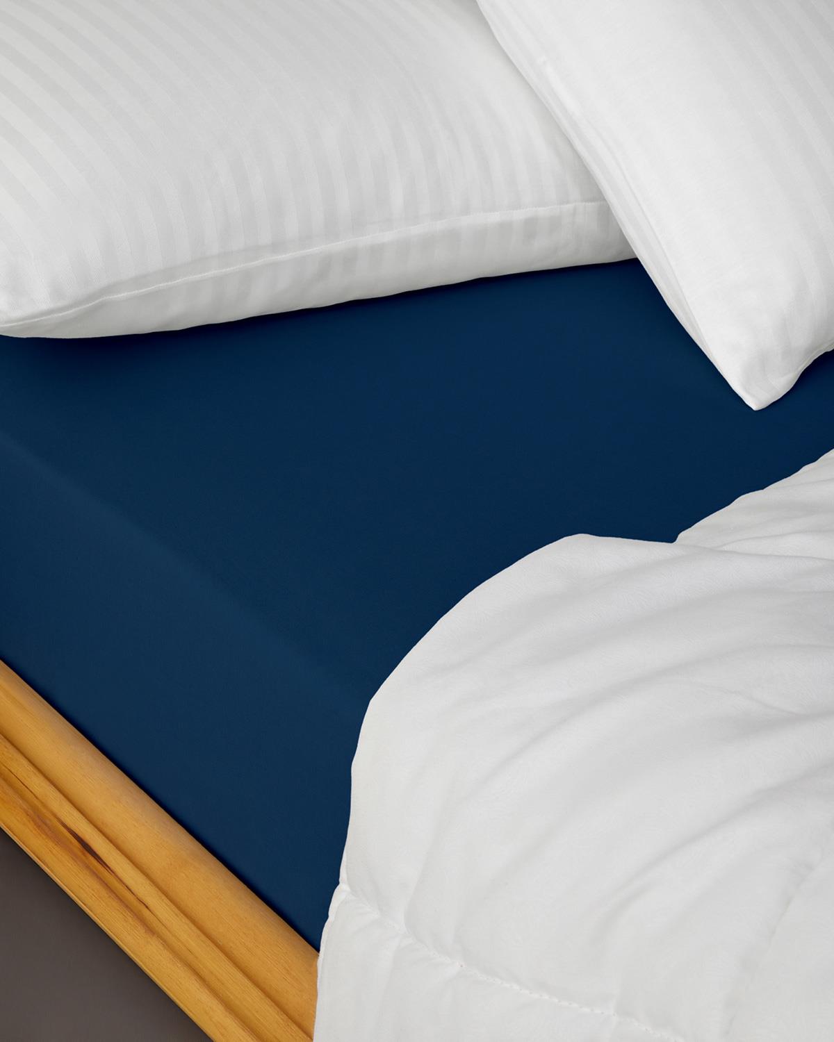 Düz Pamuklu Tek Kişilik Lastikli Çarşaf 100x200 cm Gece Mavisi