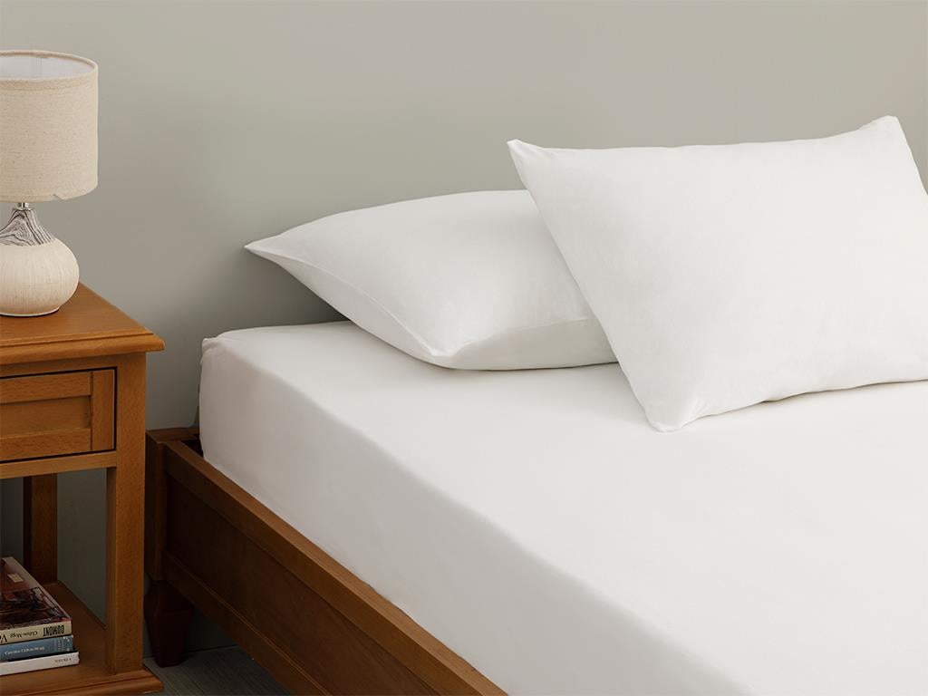 Düz Penye King Size Lastikli Çarşaf Takımı Beyaz