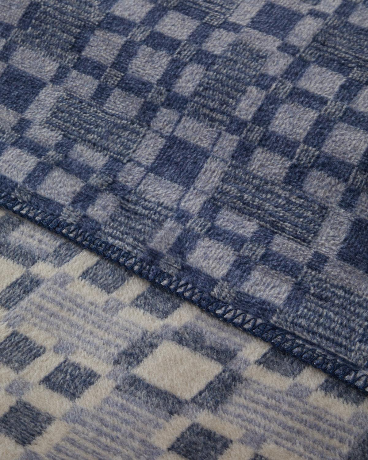 Echo Plaid Pamuklu Çift Kişilik Battaniye 200x220 cm Mavi