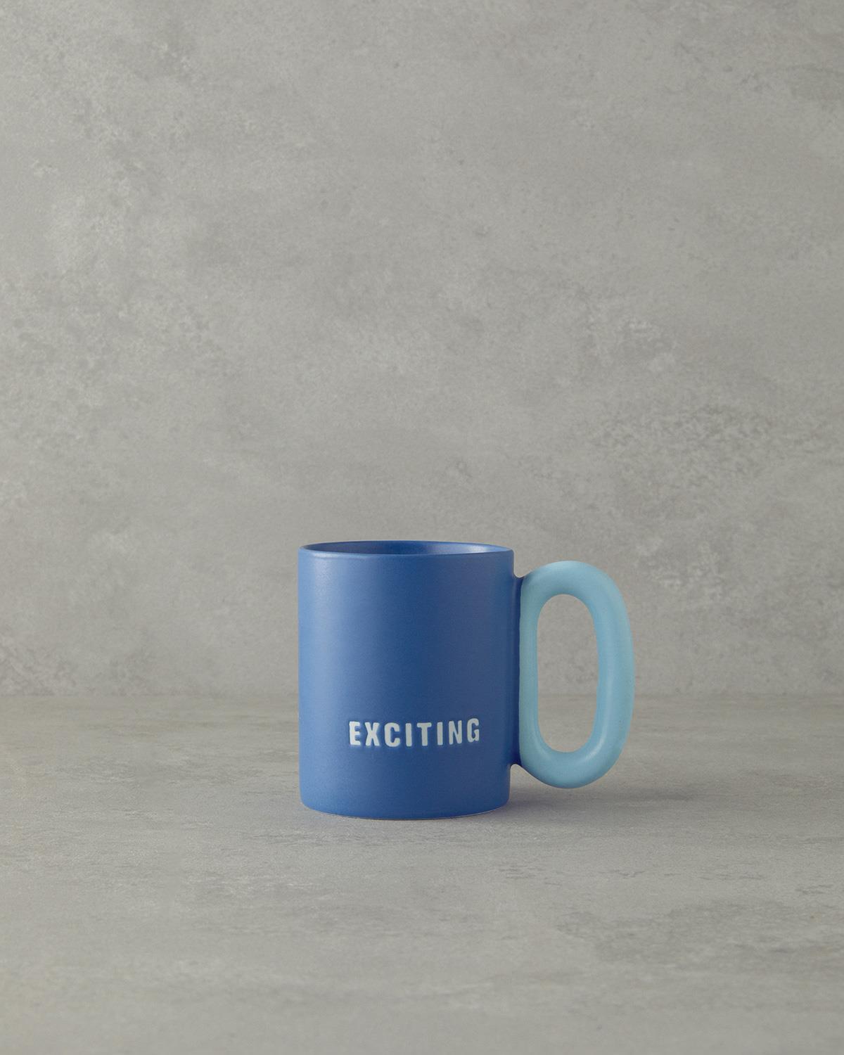 Eciting New Bone China Kupa Lacivert - Açık Mavi