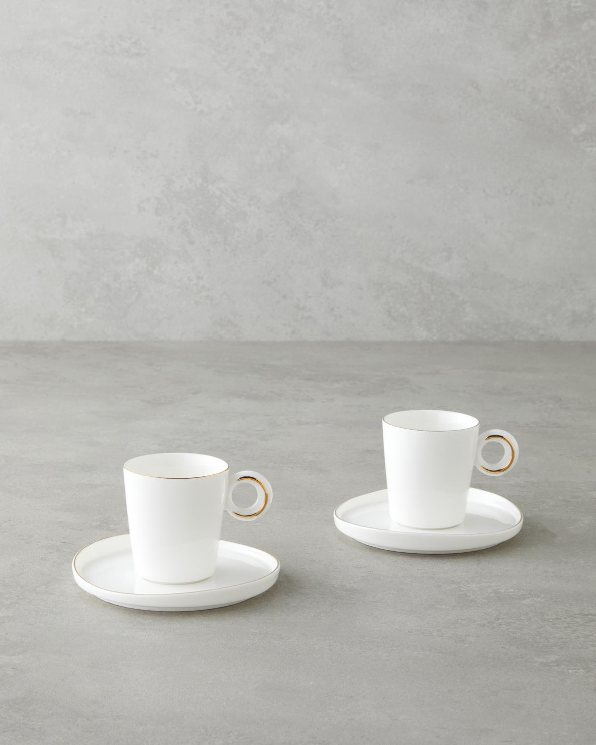 Eclipsed Porselen 4 Parça 2 Kişilik Kahve Fincan Takımı 85 ml Beyaz-Gold