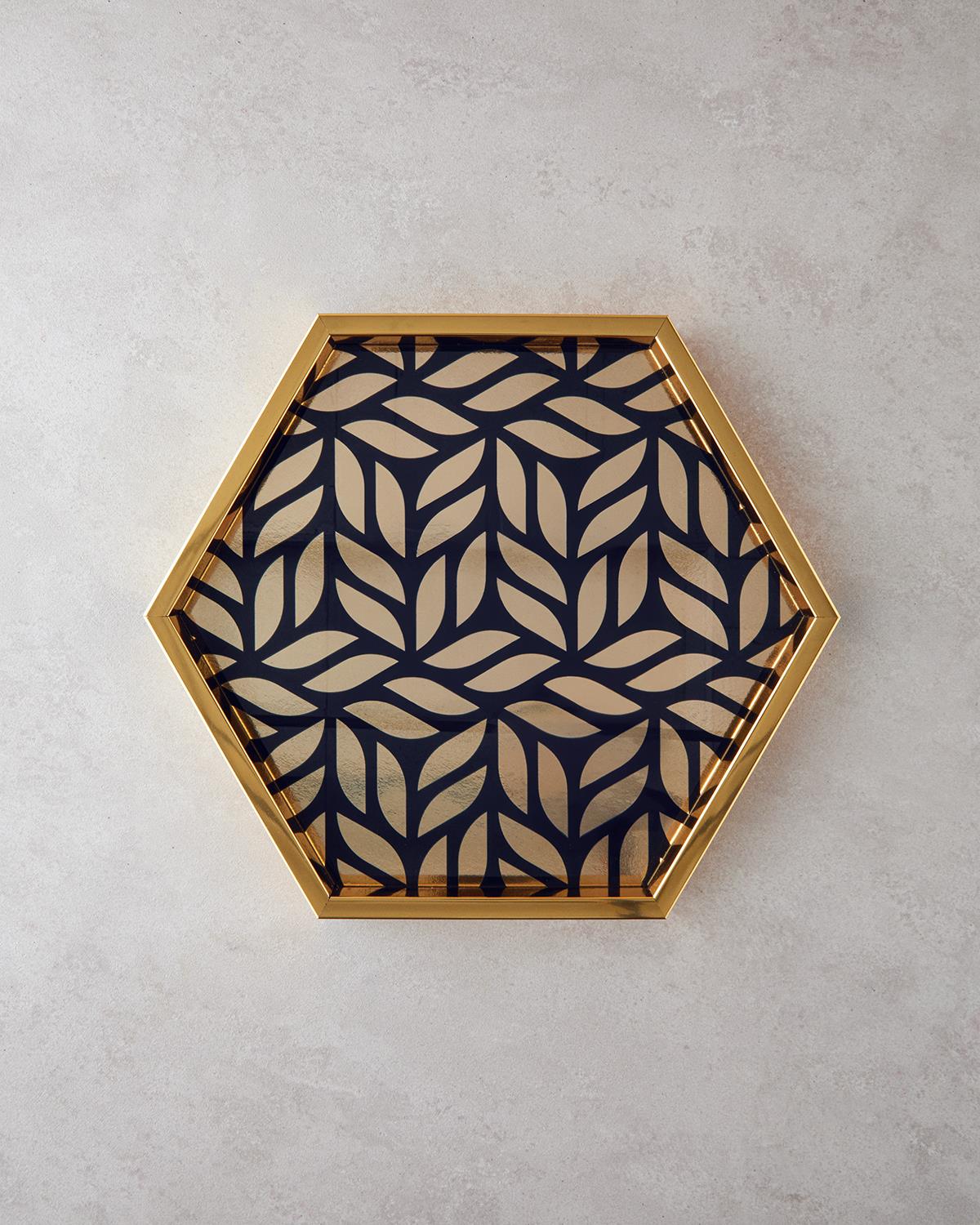 Elegant Ahşap-Cam Tepsi 40x34 Cm Siyah