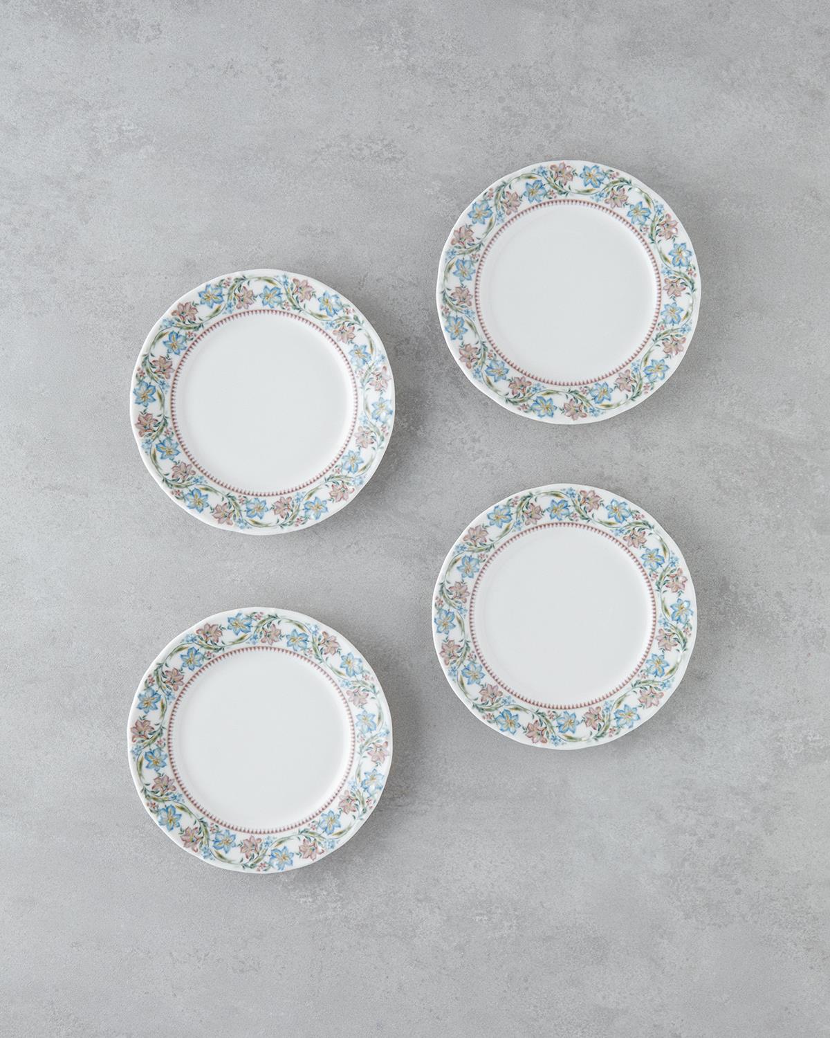 Elegant Porselen 4'lü Pasta Seti 19 cm Renkli