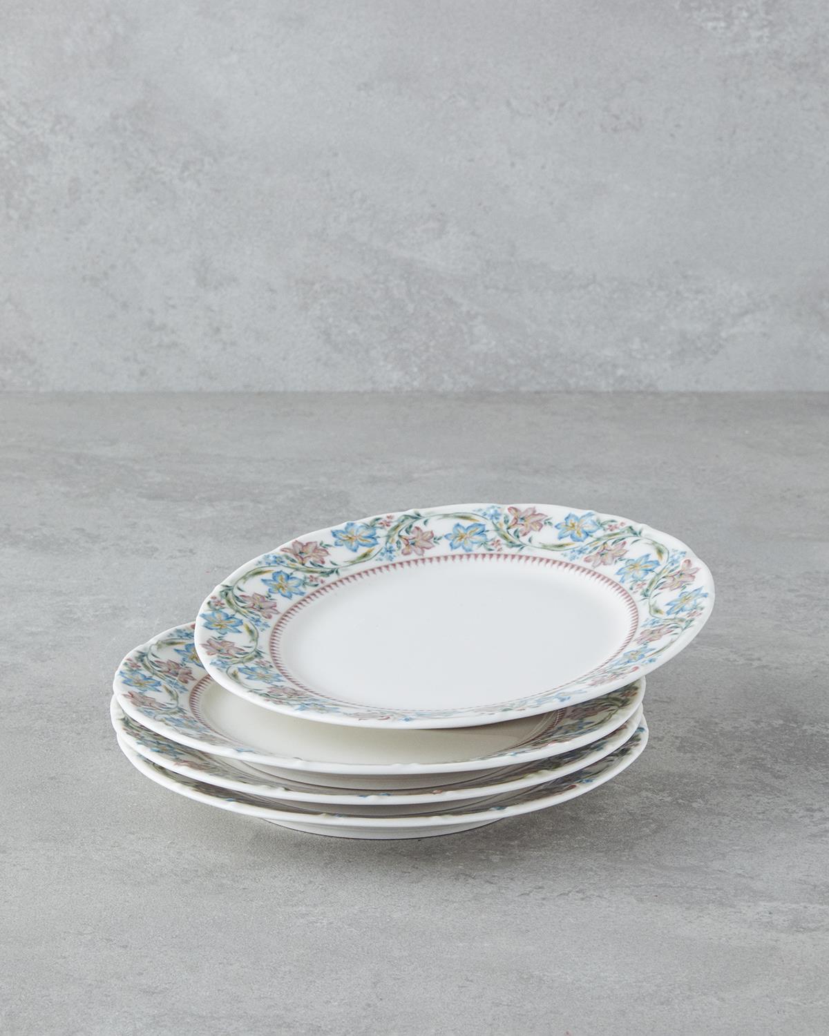 Elegant Porselen 4'lü Pasta Seti 19 cm Renkli