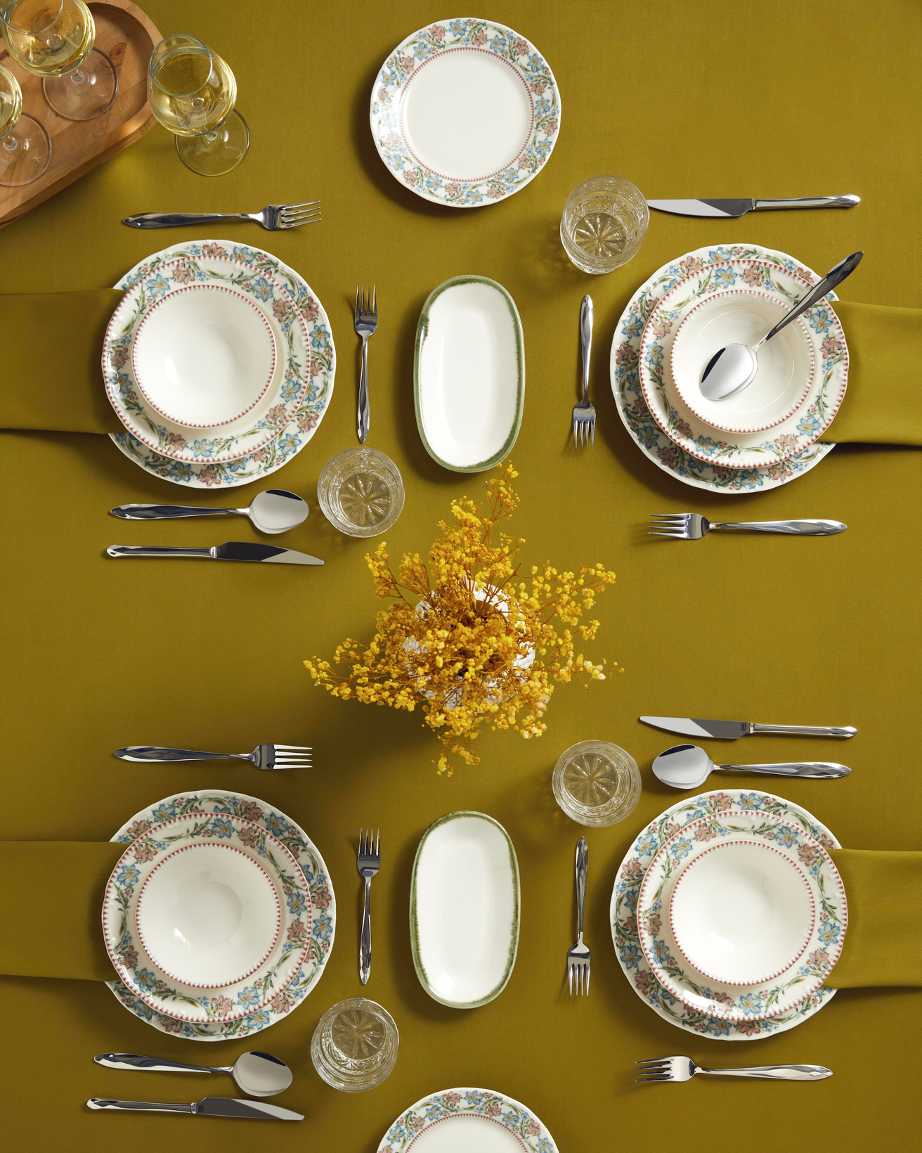 Elegant Porselen Yemek Takımı 12 Parça 4 Kişilik Renkli