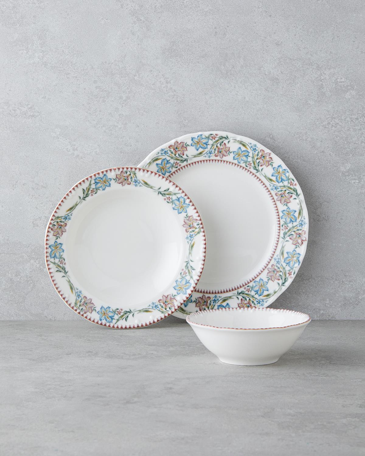 Elegant Porselen Yemek Takımı 12 Parça 4 Kişilik Renkli