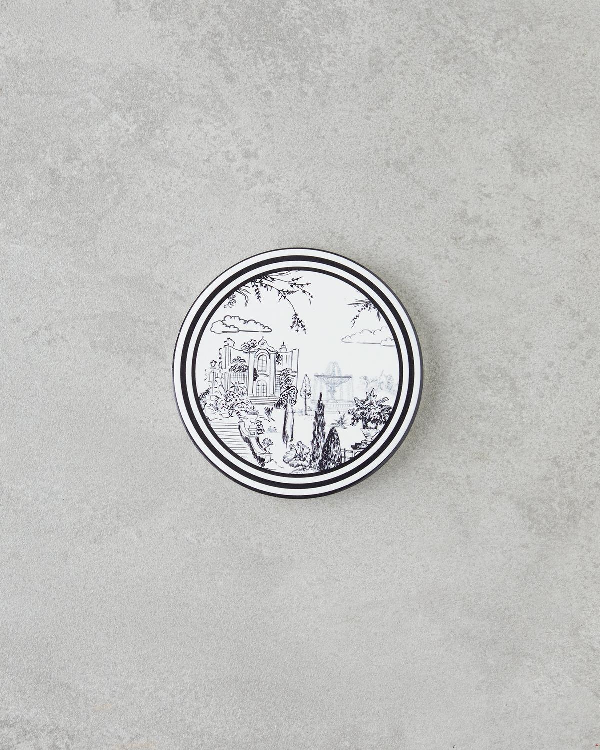 Elegant Seramik Bardak Altlığı 10.8x0.8 cm Siyah - Beyaz