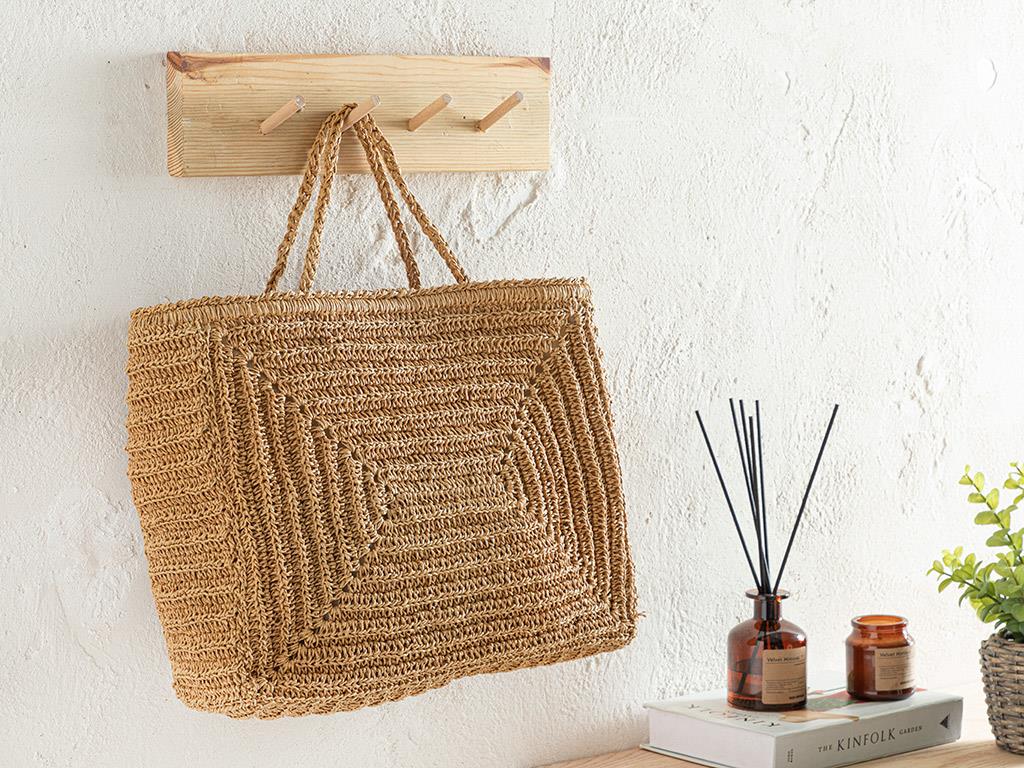 Elegant Straw Hasır Çanta Naturel