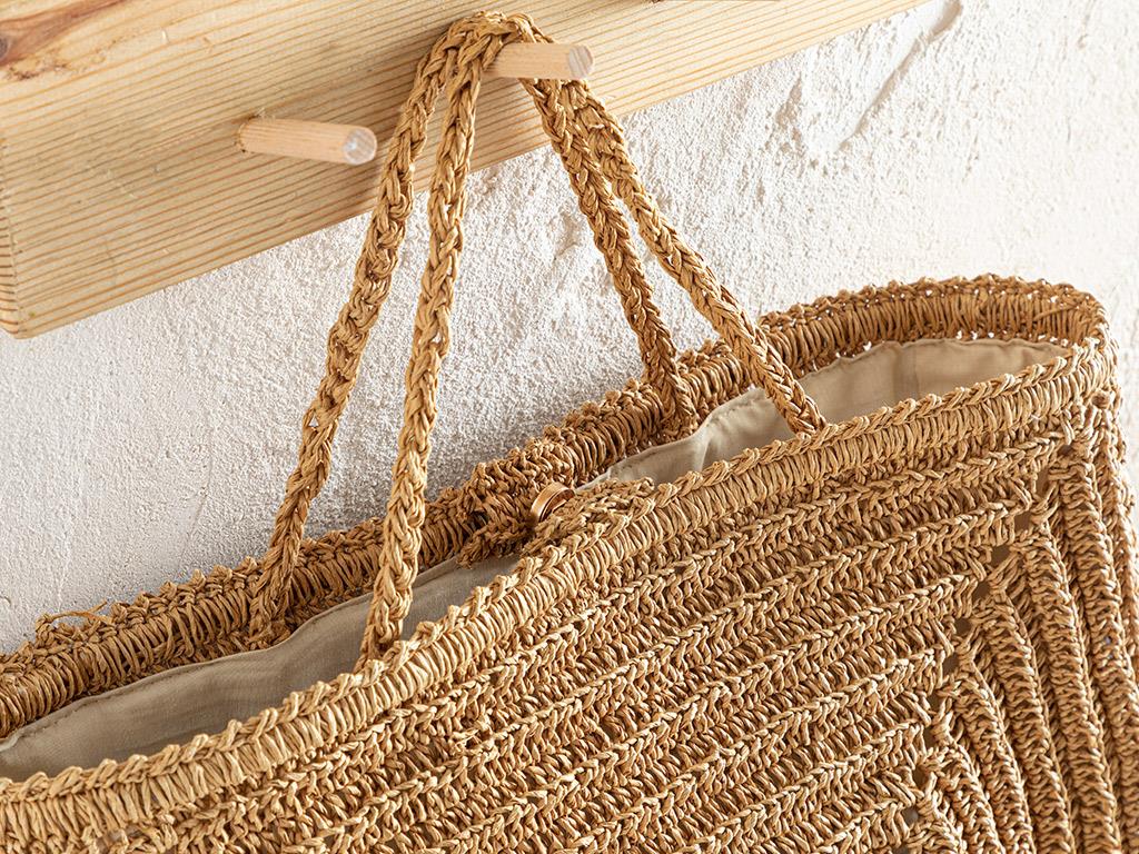 Elegant Straw Hasır Çanta Naturel