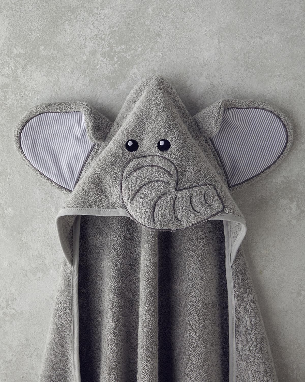 Elephant Pamuklu Bebe Havlu 75x75 cm Gri