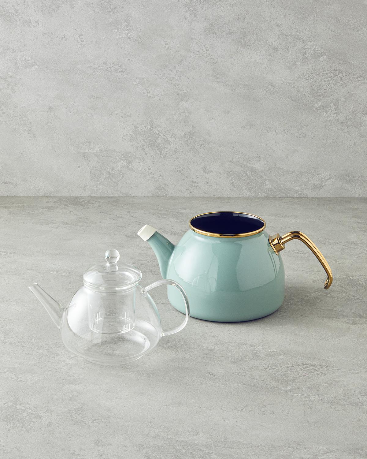 Eliza Emaye Çaydanlık 1,1 Litre + 2,3 Litre Mint