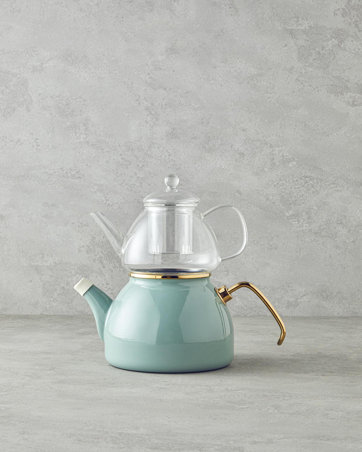 Eliza Emaye Çaydanlık 1,1 Litre + 2,3 Litre Mint