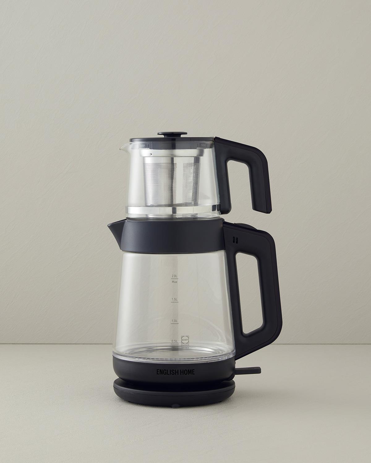 English Home CMK 6001 Cam Çay Makinesi ve Kettle Siyah