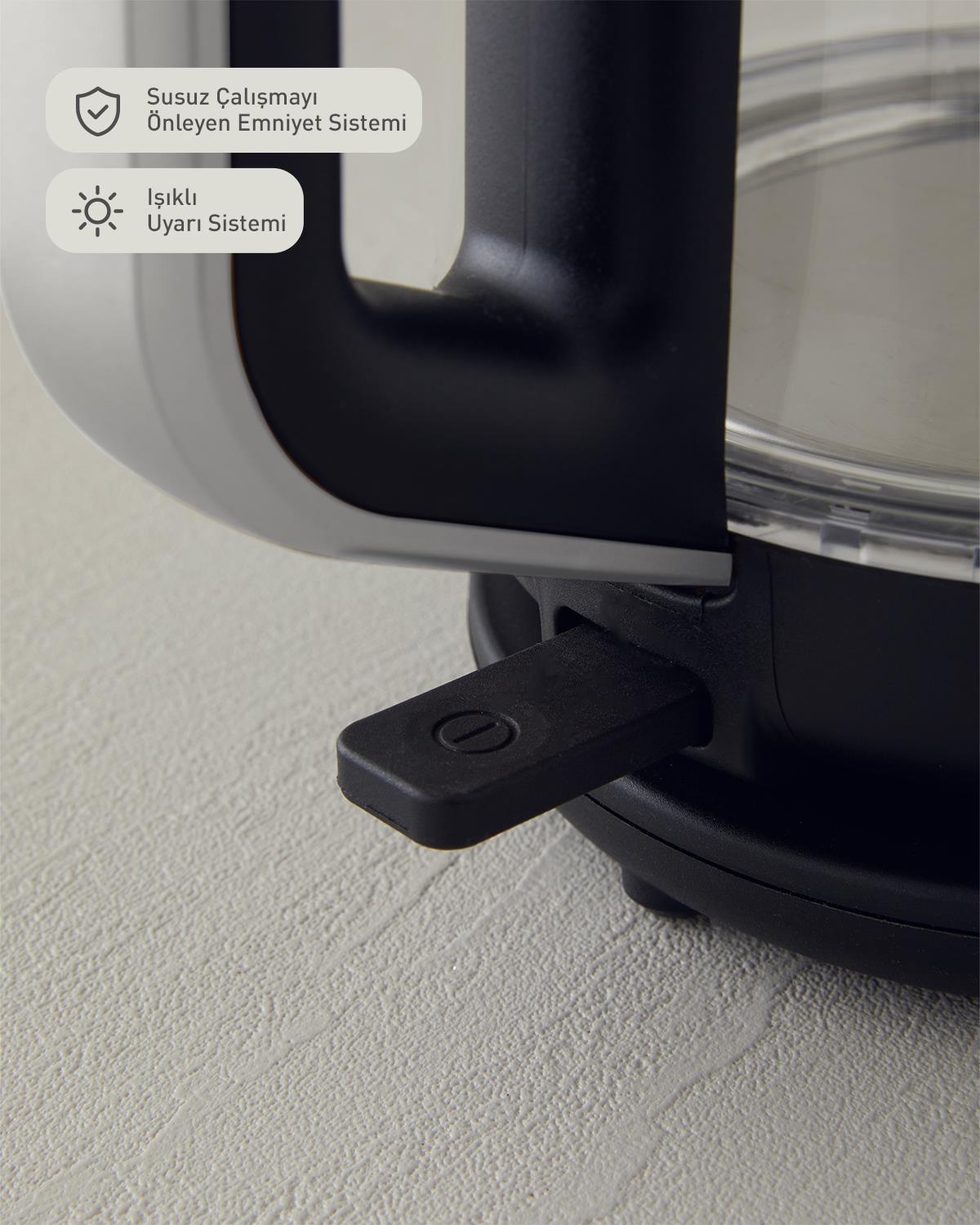 English Home CMK 6001 Cam Çay Makinesi ve Kettle Siyah-Krom