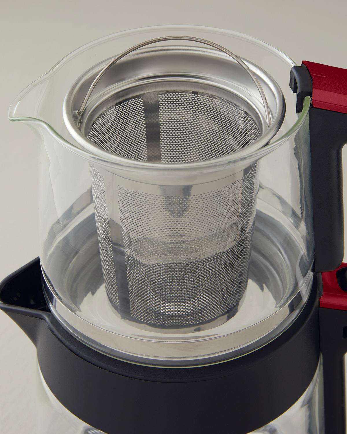 English Home CMK 6001 Cam Çay Makinesi ve Kettle Kırmızı