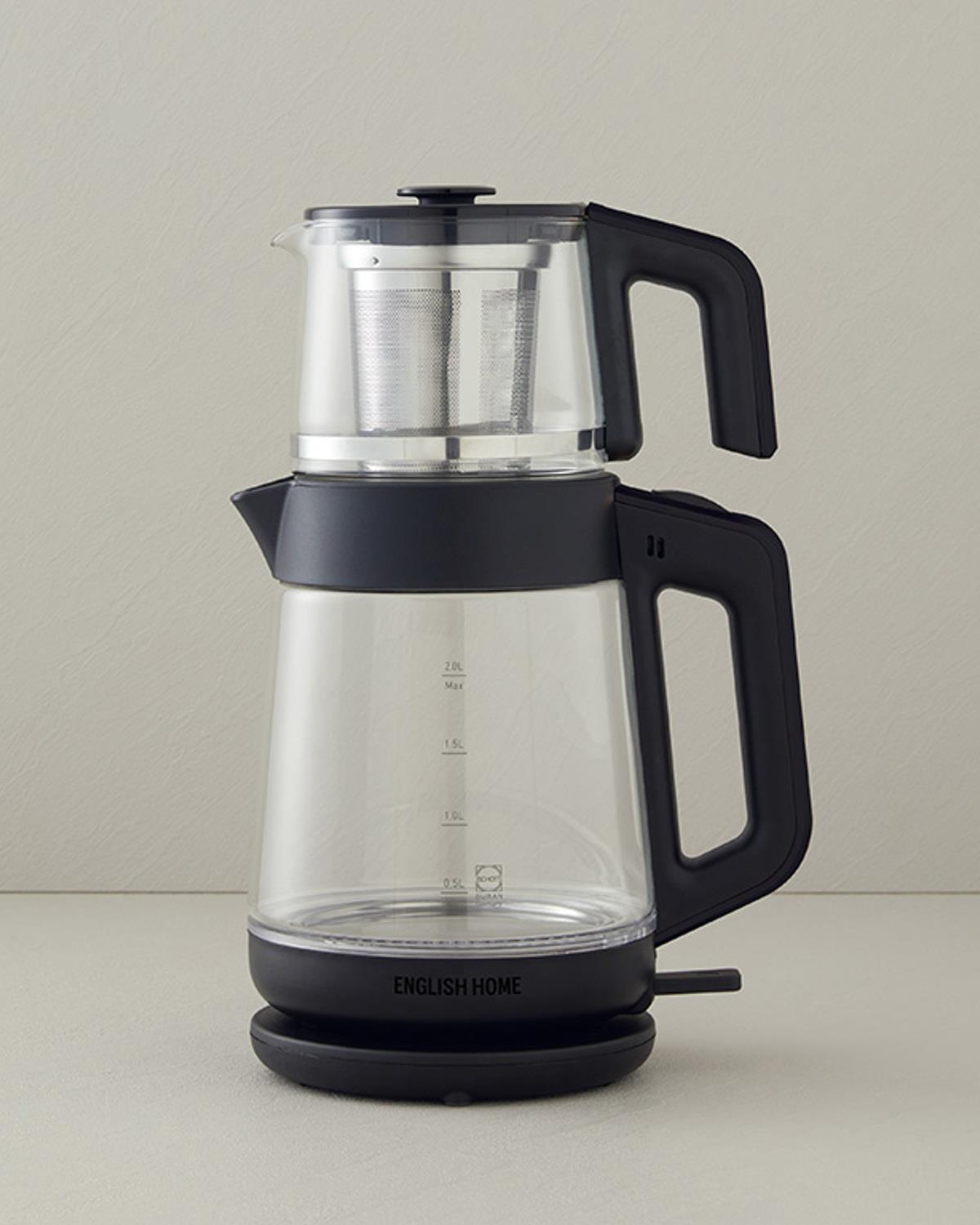 English Home CMK 6001 Cam Çay Makinesi ve Kettle Siyah