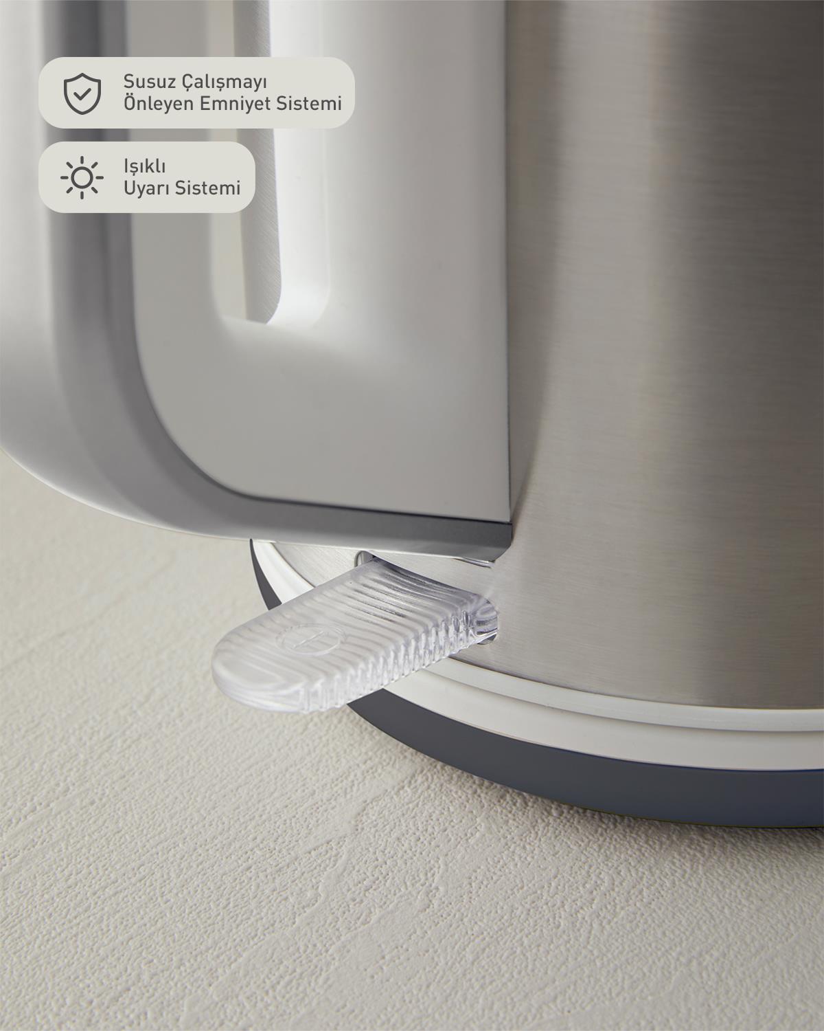 English Home CMK 6010 Inox Çay Makinesi ve Kettle Beyaz-Krom