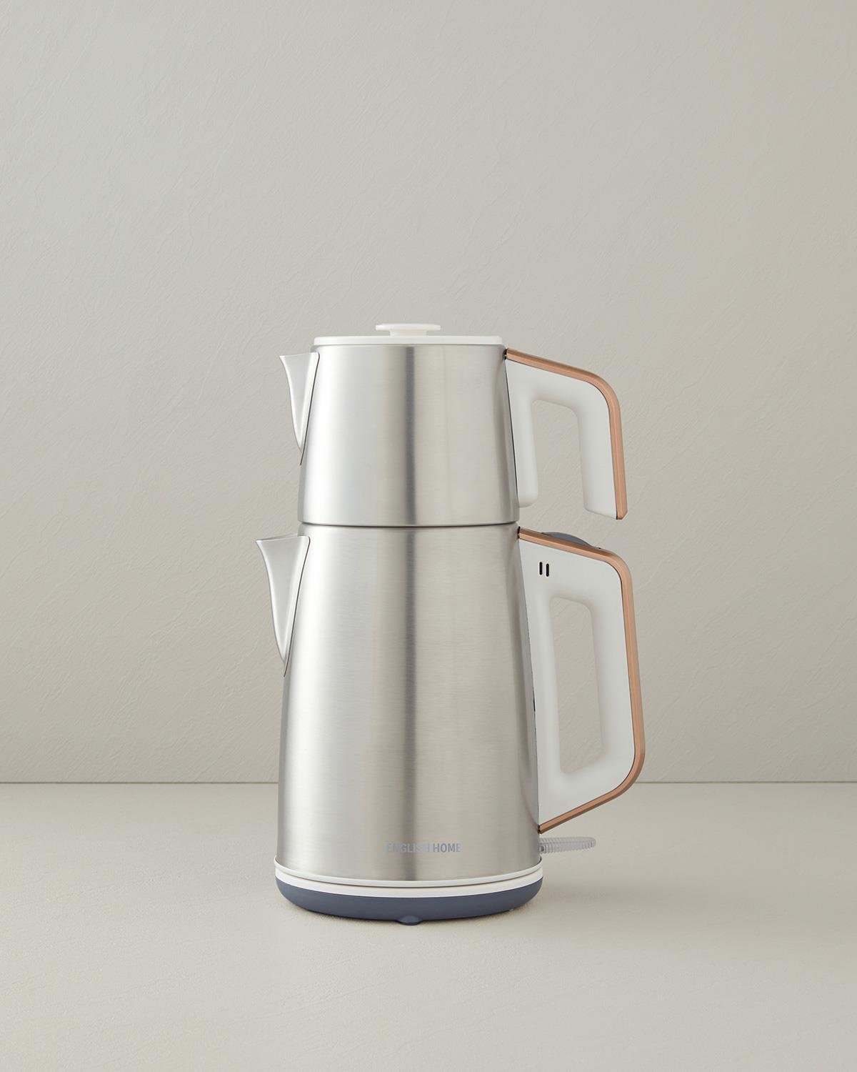 English Home CMK 6010 Inox Çay Makinesi ve Kettle Beyaz-Bakır