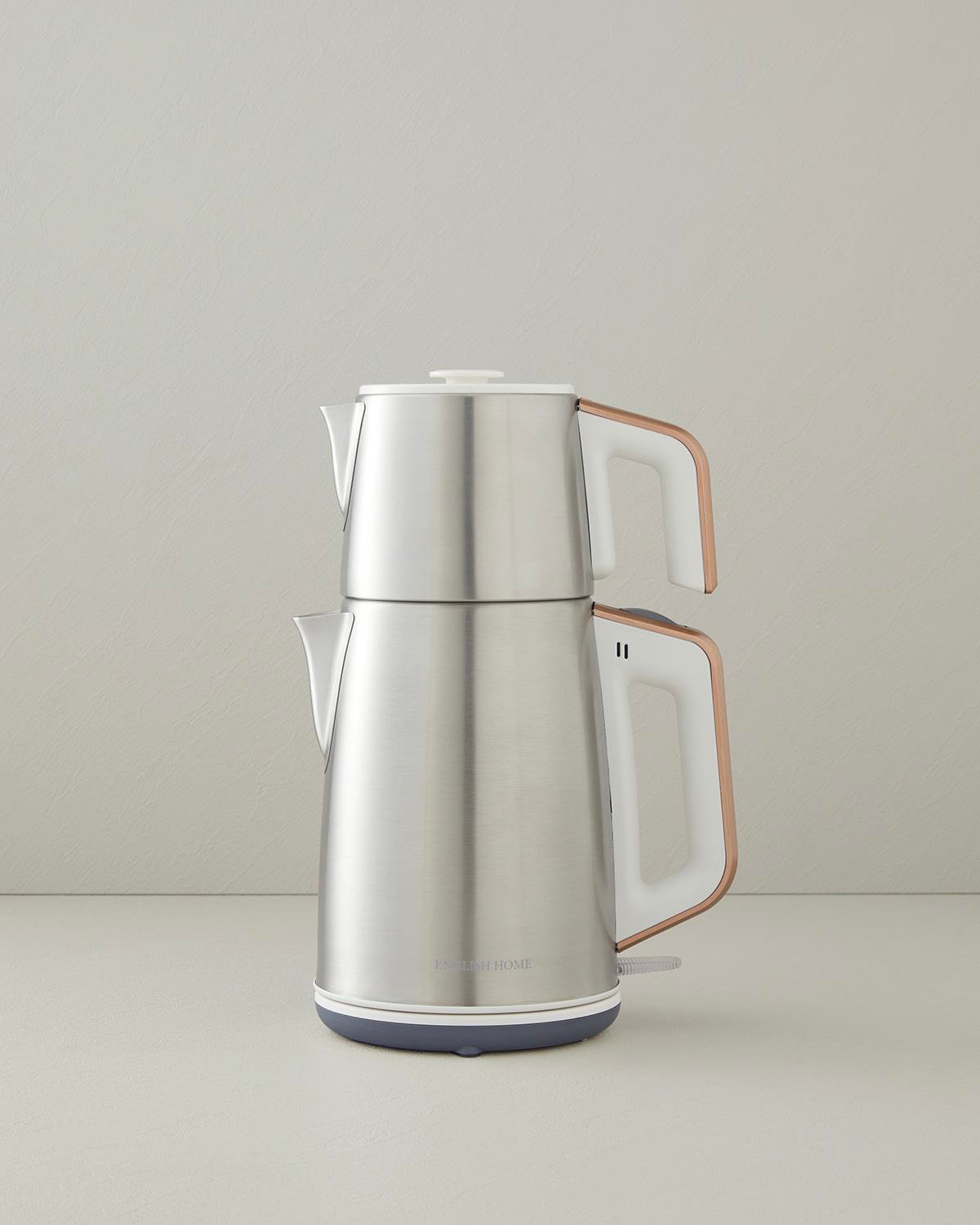 English Home CMK 6010 Inox Çay Makinesi ve Kettle Beyaz-Bakır
