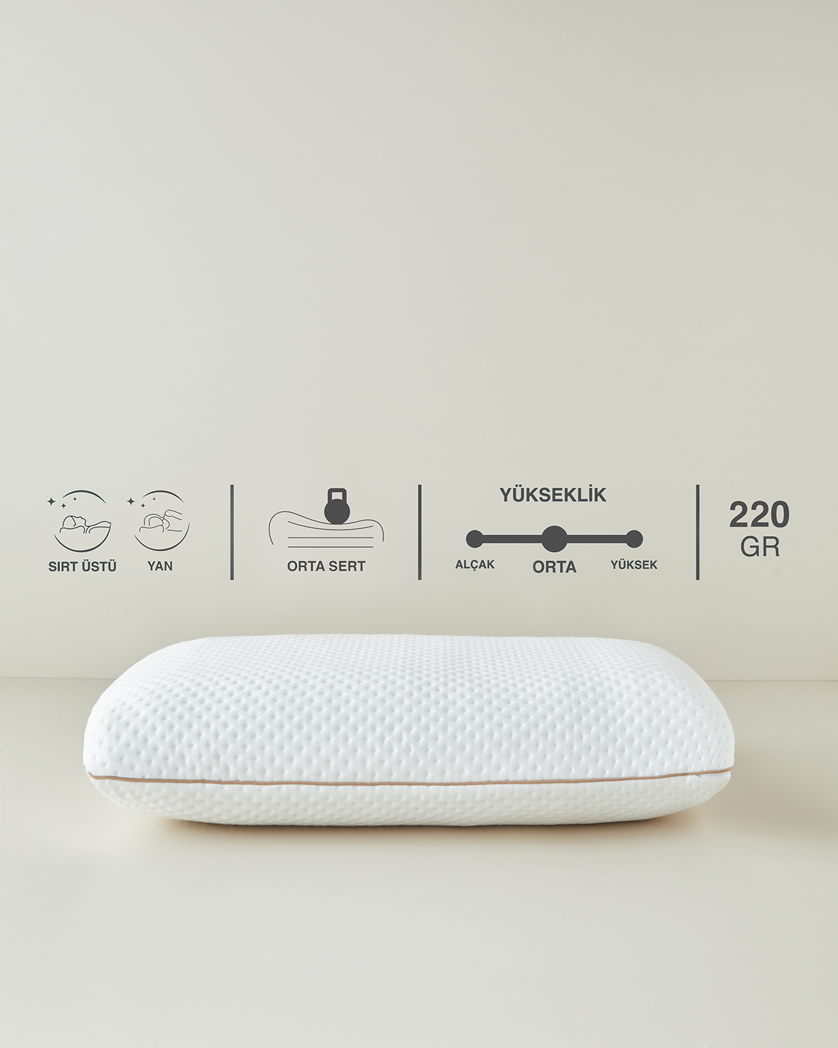 Ergonomik Boyun Destekli Visco Yastık 60x40x16 cm Beyaz