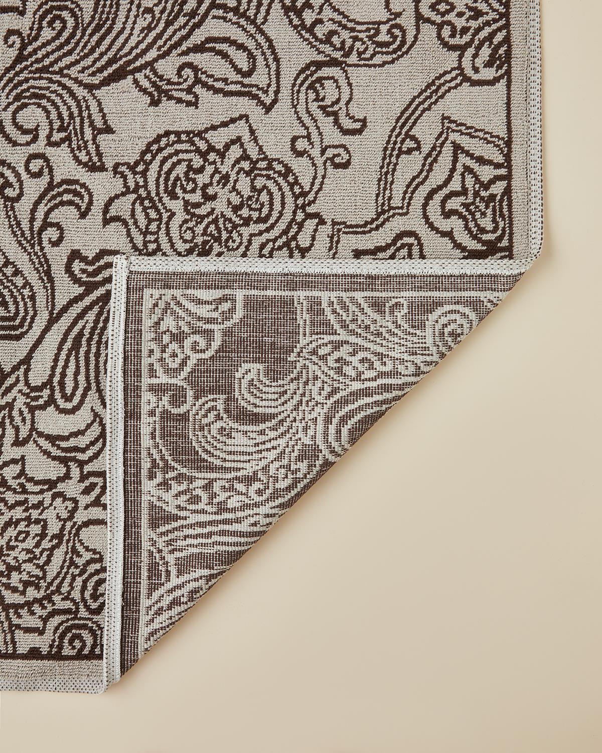 Etnich Pamuklu Bukle Kilim 120x180 cm Bej - Kahve