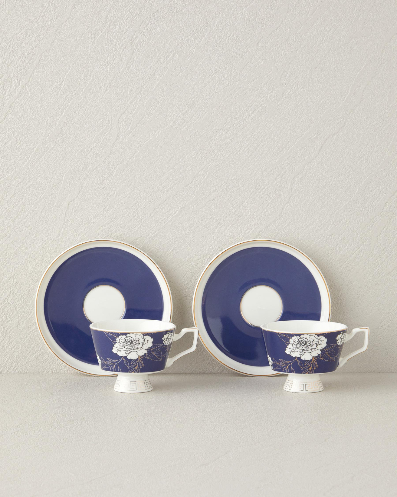 Evelina New Bone China 4 Parça 2 Kişilik Kahve Fincan Takımı 90 ml Lacivert