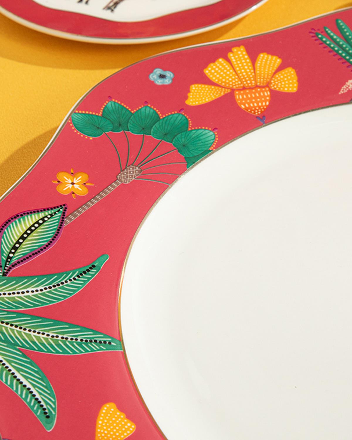 Exotic Leaves New Bone China Supla Pembe