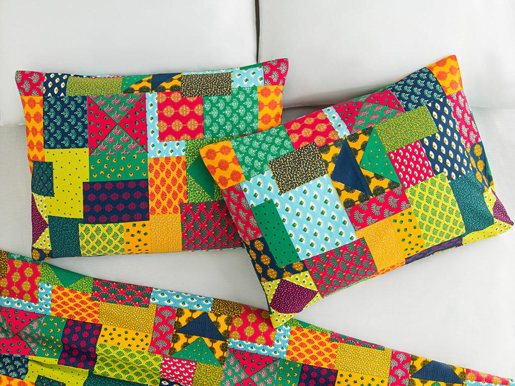 Exotic Patchwork Kolay Ütülenir 2'li Yastık Kılıfı Koyu Yeşil