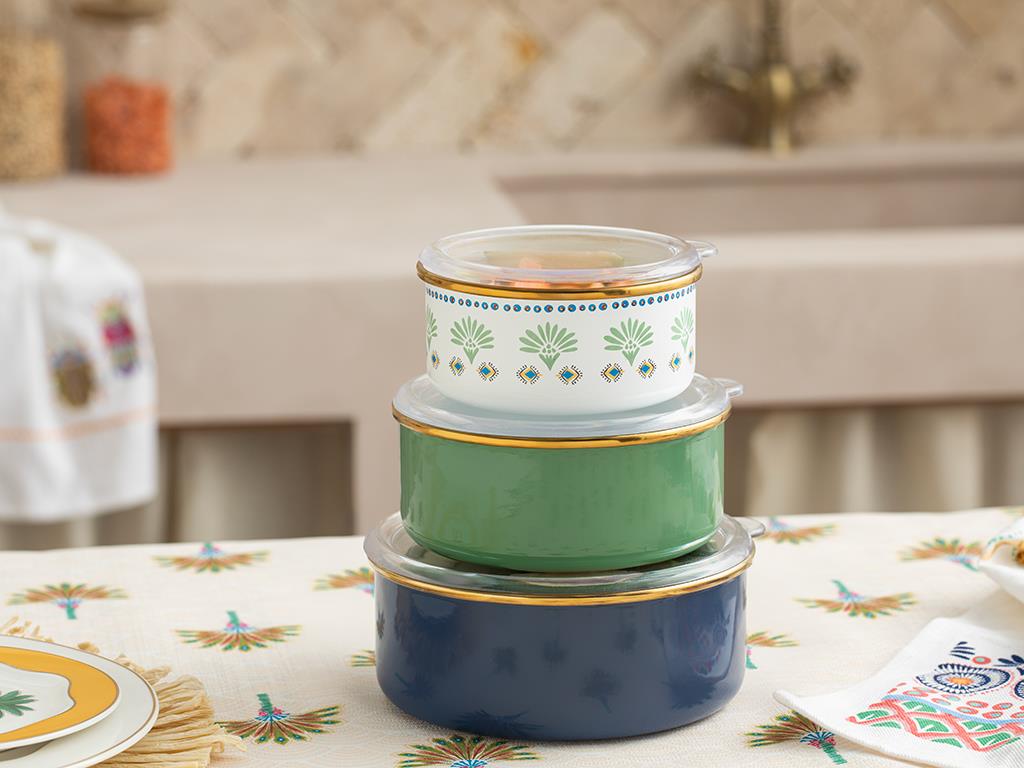 Exotic Square Emaye Saklama Kabı Yeşil