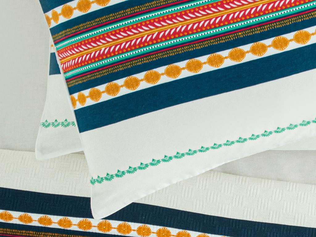 Exotic Stripes Kolay Ütülenir 2'li Yastık Kılıfı Lacivert