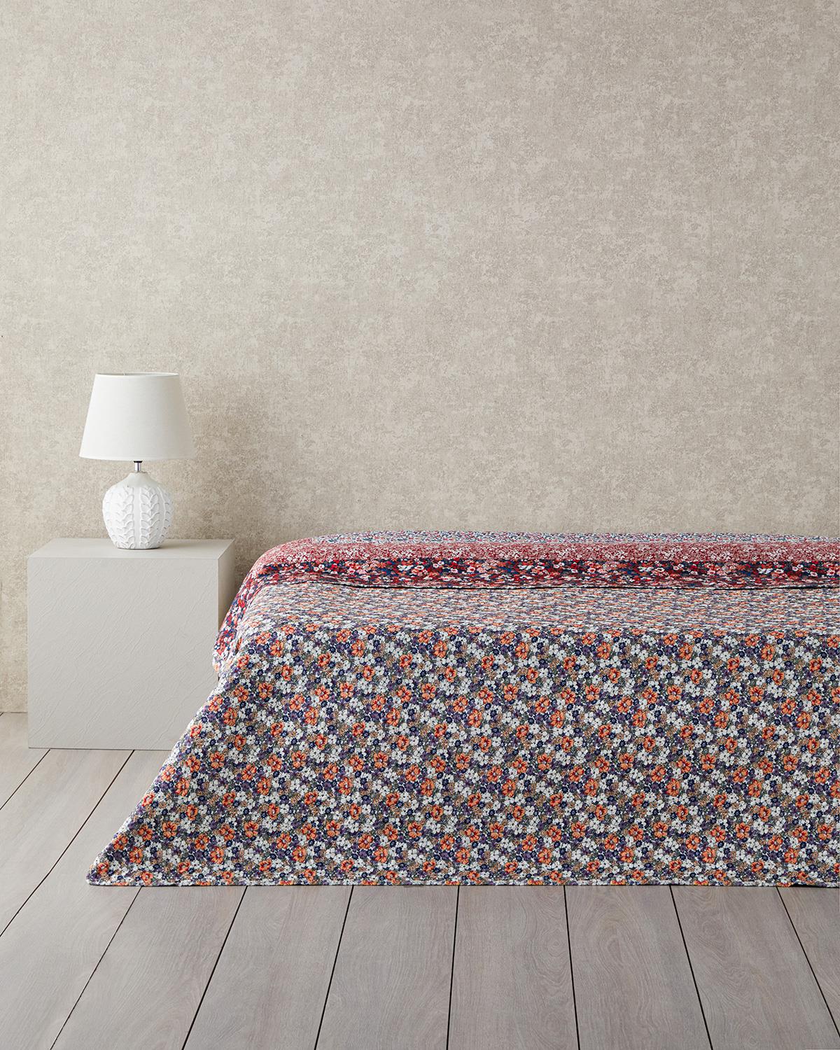 Fanciful Patchwork Çift Kişilik Çok Amaçlı Örtü 200x220 cm Bordo